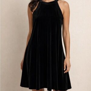 Betsey Johnson Black Velvet Halter Mini Dress Size 10